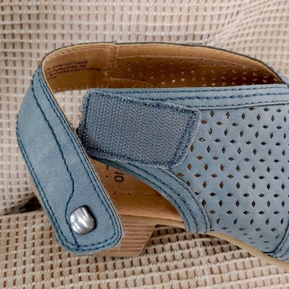 Earth Origins Delos Delilah Blue Peep Toe Slingback Heels Booties Womens 7 EUC - Picture 6 of 10